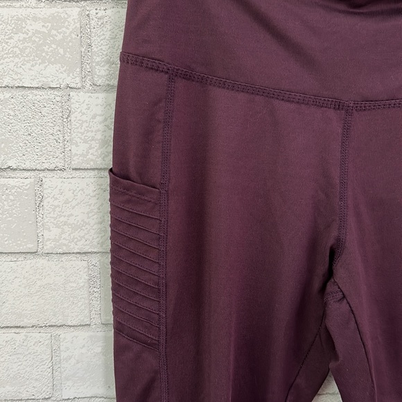 TAHARI Sport Maroon Plum Side Pocket Legging Tights - Picture 5 of 9